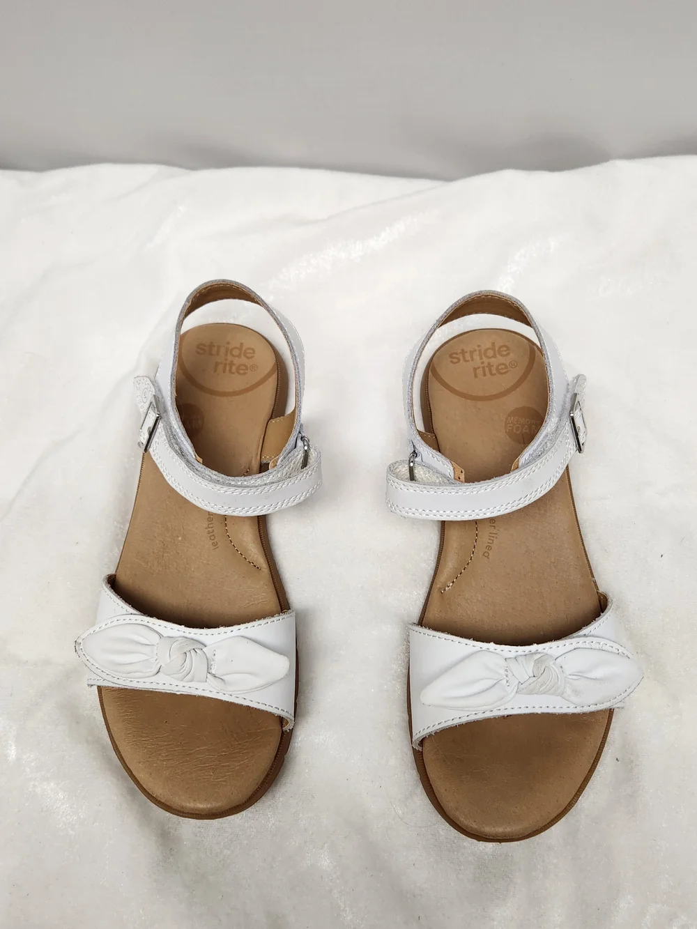 Stride Rite White Leather Knot Strap Sandals